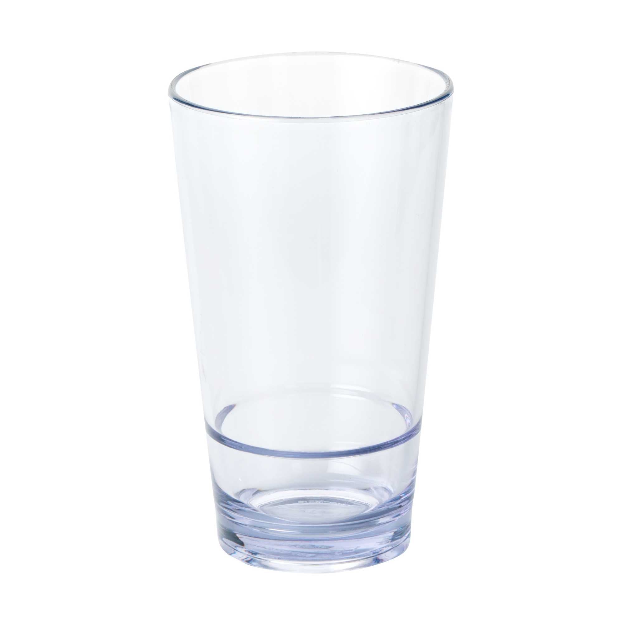 Bev Tek 14 oz SAN Plastic Highball Glass - Stackable - 3 1/4" x 3 1/4" x 5 1/2" - 12 count box
