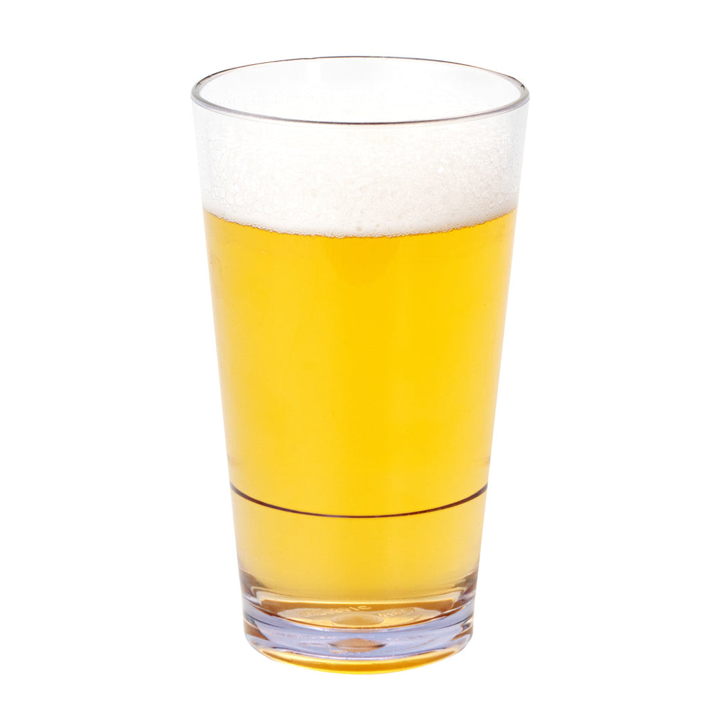 Bev Tek 16 oz SAN Plastic Pint Glass - Stackable - 3 1/2" x 3 1/2" x 5 3/4" - 12 count box
