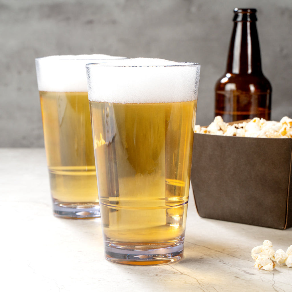 Bev Tek 16 oz SAN Plastic Pint Glass - Stackable - 3 1/2" x 3 1/2" x 5 3/4" - 12 count box