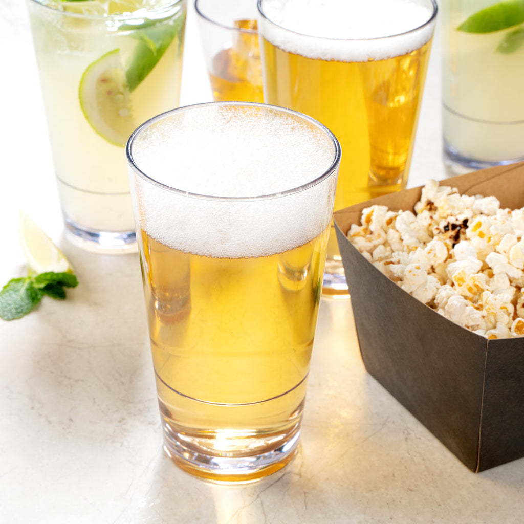 Bev Tek 16 oz SAN Plastic Pint Glass - Stackable - 3 1/2" x 3 1/2" x 5 3/4" - 12 count box