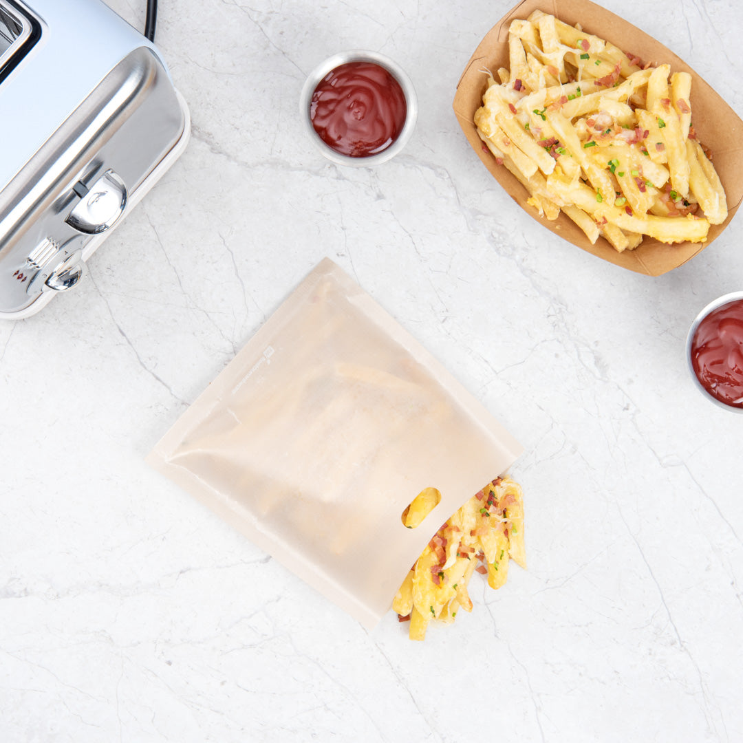 Bag Tek Kraft Plastic Small Toaster Bag - Non-Stick, Heat-Resistant, Semi-Disposable - 6 1/2" x 6 1/4" - 10 count box