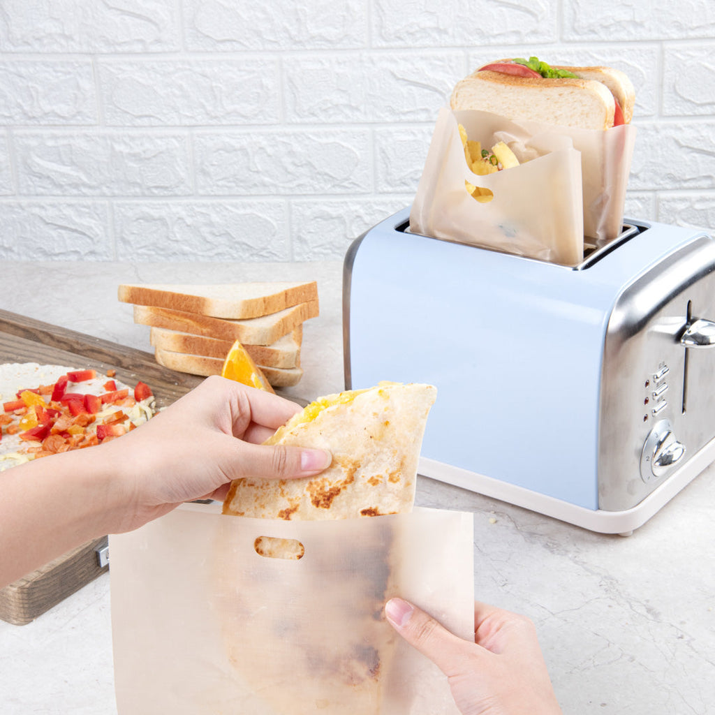 Bag Tek Kraft Plastic Large Toaster Bag - Non-Stick, Heat-Resistant, Semi-Disposable - 8 3/4" x 8" - 10 count box