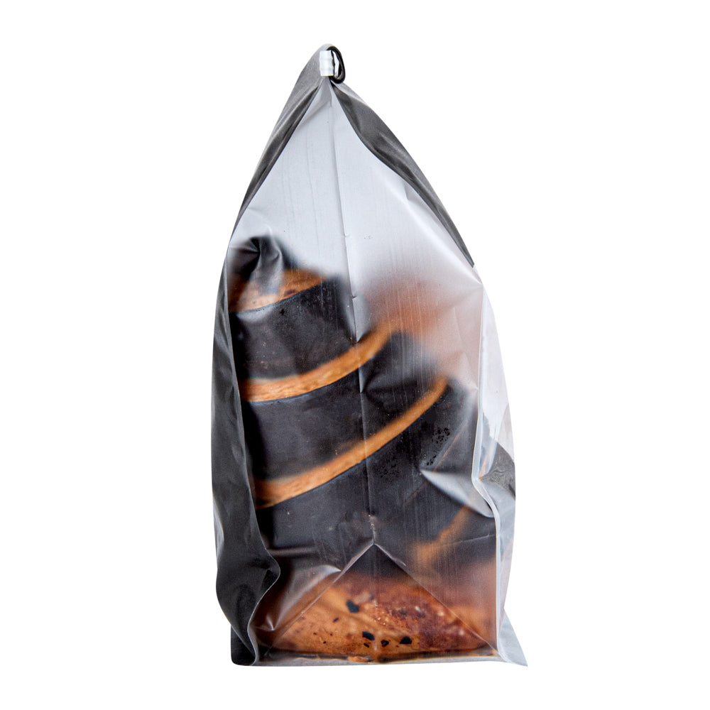 Bag Tek Black Cotton Paper Tin Tie Bag - with Clear Window - 5" x 4" x 11 1/4" - 100 count box