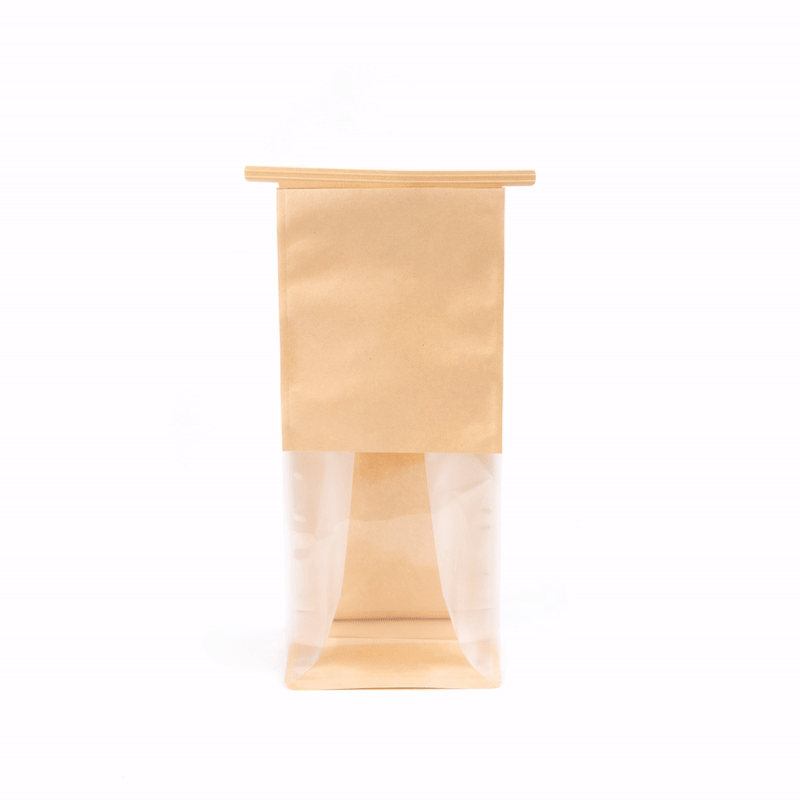Bag Tek Kraft Cotton Paper Tin Tie Bag - with Clear Window - 5" x 4" x 11 1/4" - 100 count box