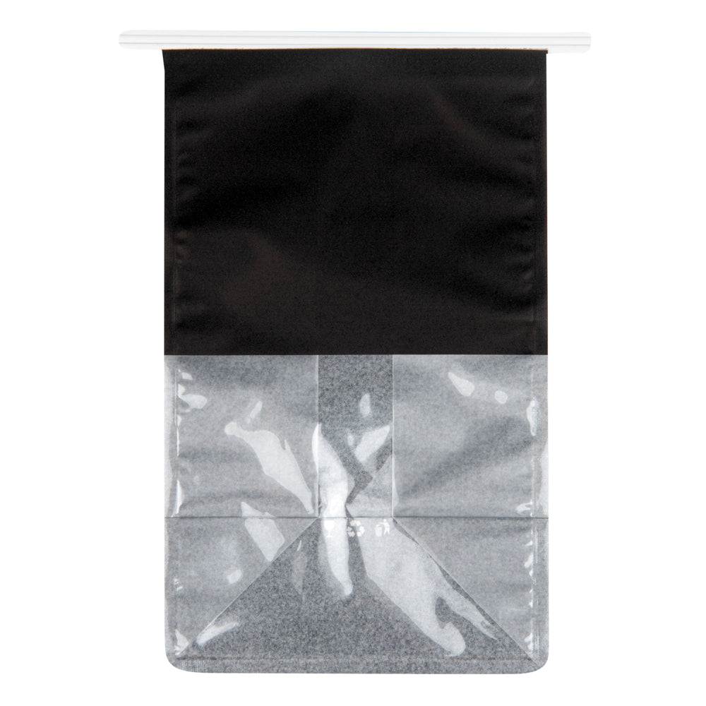 Bag Tek Black Cotton Paper Tin Tie Bag - with Clear Window - 6 1/4" x 5" x 10 1/4" - 100 count box