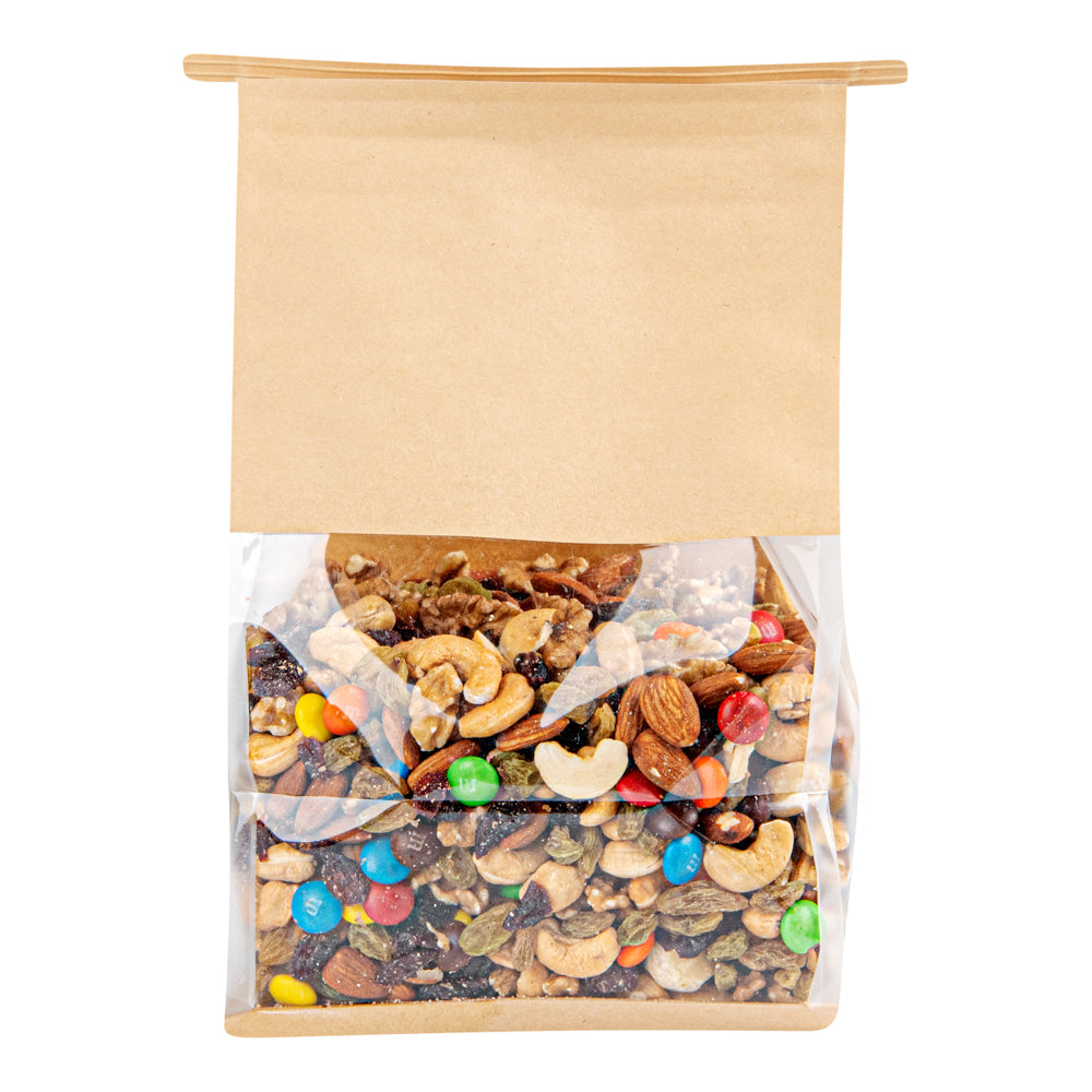 Bag Tek Kraft Cotton Paper Tin Tie Bag - with Clear Window - 6 1/4" x 5" x 10 1/4" - 100 count box