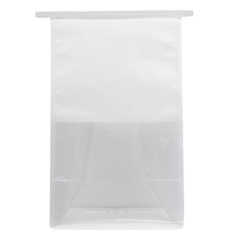 Bag Tek White Cotton Paper Tin Tie Bag - with Clear Window - 6 1/4" x 5" x 10 1/4" - 100 count box