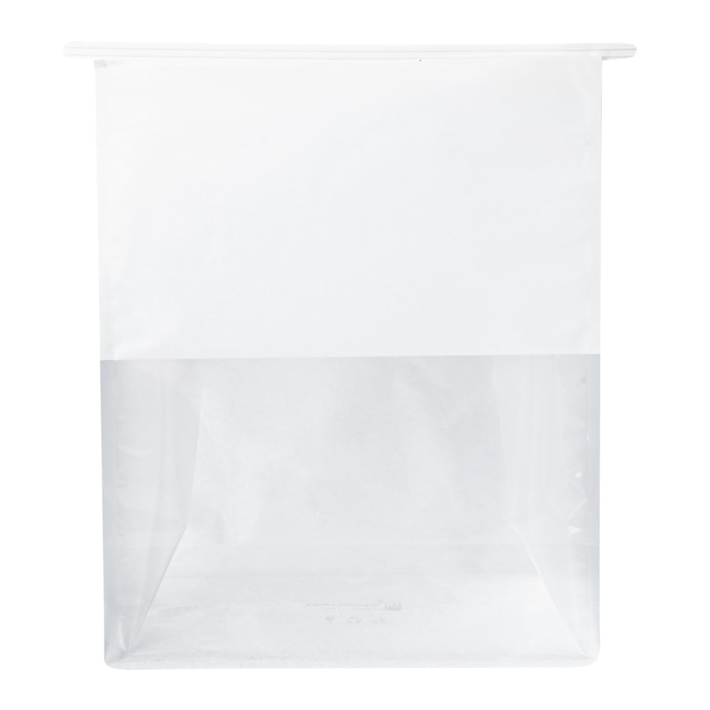 Bag Tek White Cotton Paper Tin Tie Bag - with Clear Window - 8 3/4" x 4 1/2" x 10 3/4" - 100 count box