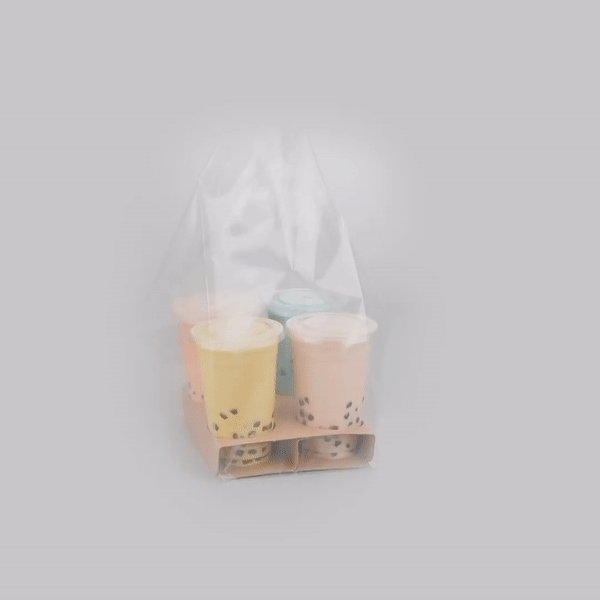 Saving Nature Clear Plastic Take Out Bag - Fits 4-Cup Drink Carrier - 17 3/4" x 9 3/4" x 7" - 100 count box