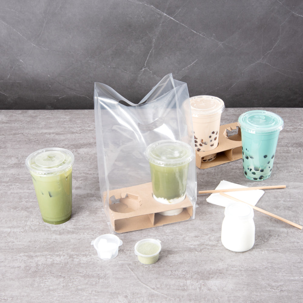 Saving Nature Clear Plastic Take Out Bag - Fits 2-Cup Drink Carrier - 13 3/4" x 7 3/4" x 4 1/4" - 100 count box