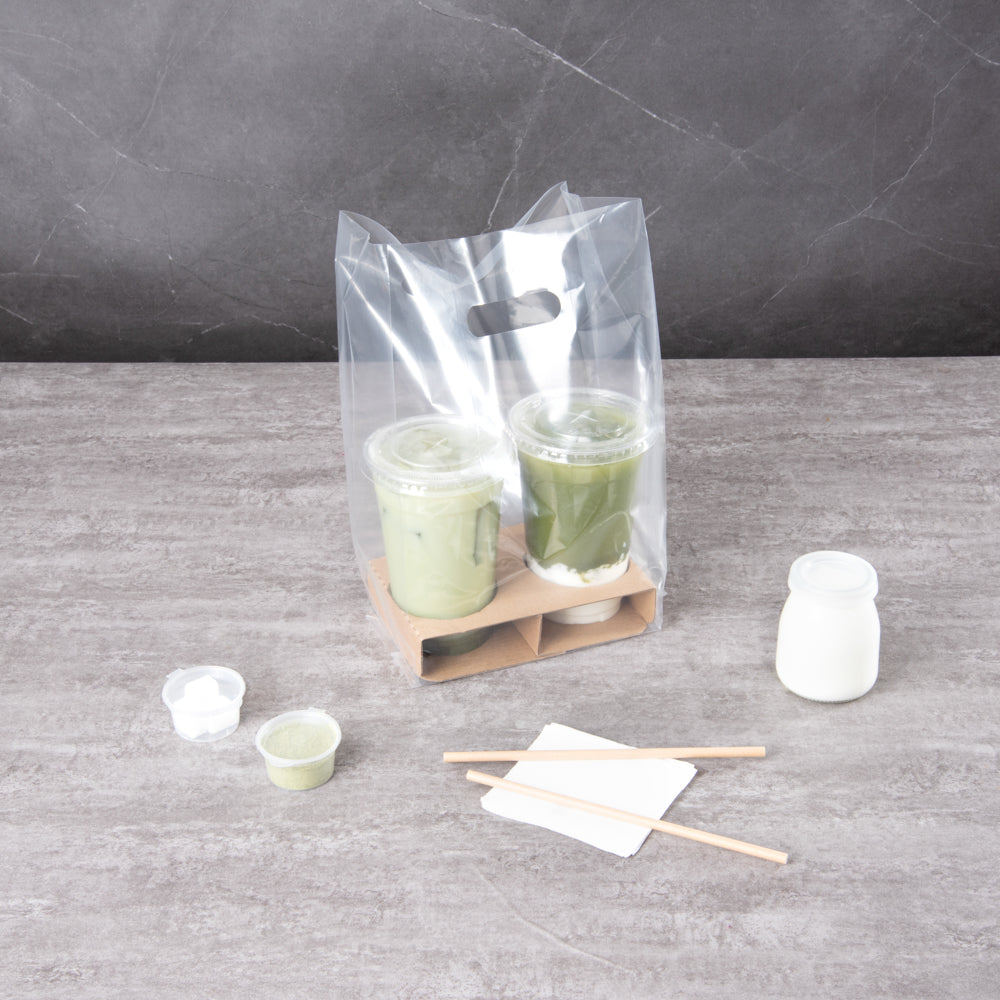 Saving Nature Clear Plastic Take Out Bag - Fits 2-Cup Drink Carrier - 13 3/4" x 7 3/4" x 4 1/4" - 100 count box