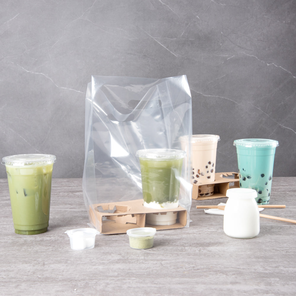 Saving Nature Clear Plastic Take Out Bag - Fits 2-Cup Drink Carrier - 13 3/4" x 7 3/4" x 4 1/4" - 100 count box