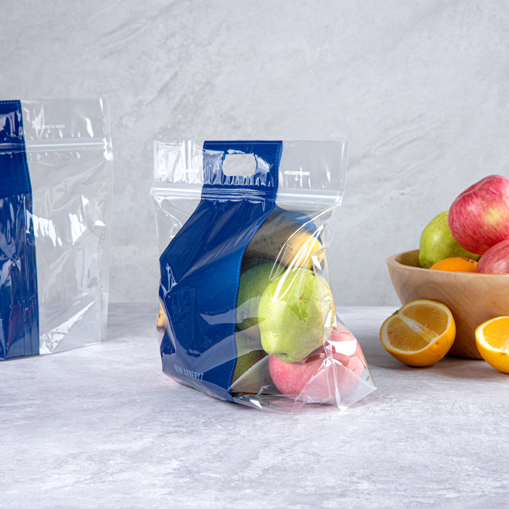 Bag Tek Clear Plastic Gusset Zip Bag - with Handles - 12 1/2" x 4 1/4" x 10 1/2" - 100 count box