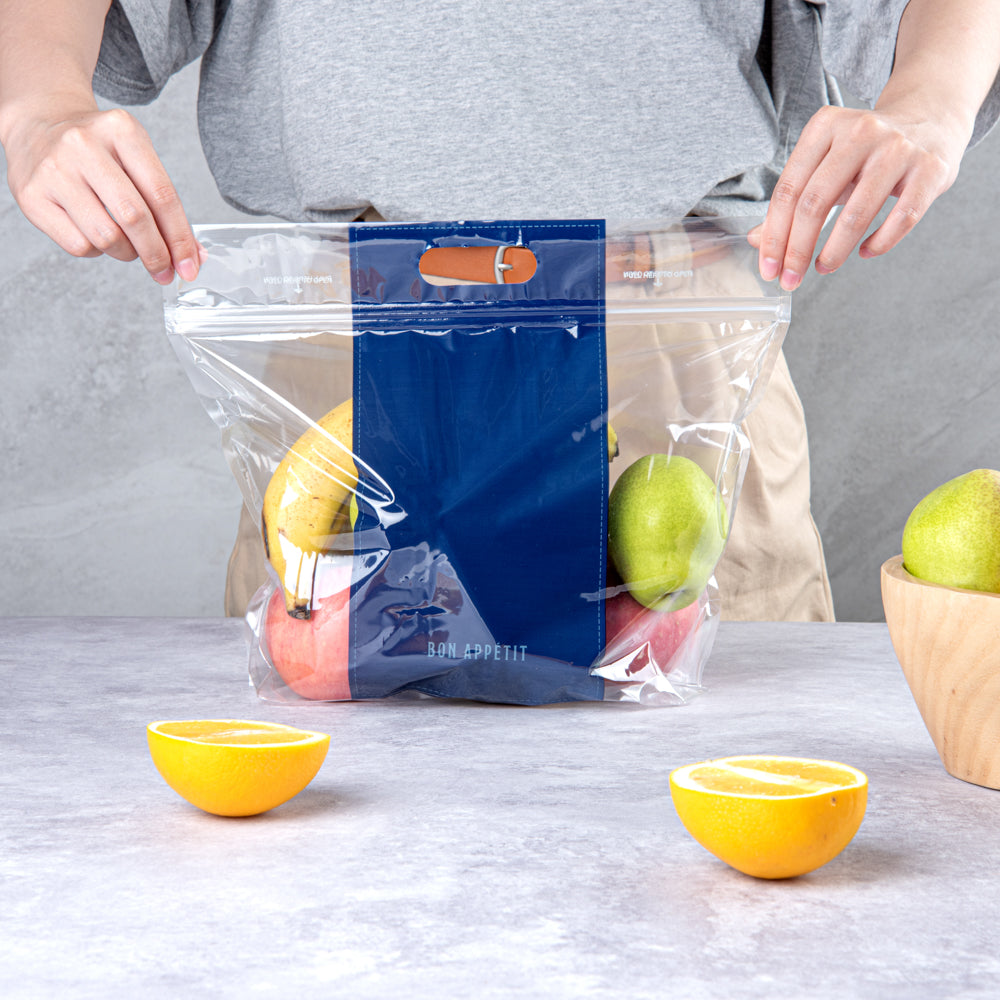 Bag Tek Clear Plastic Gusset Zip Bag - with Handles - 12 1/2" x 4 1/4" x 10 1/2" - 100 count box