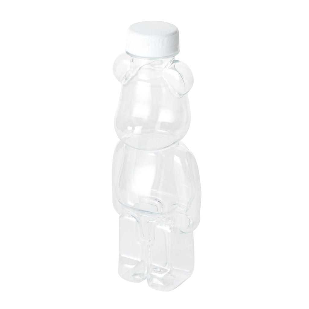 Bottle Tek 12 oz Bear-Shaped Clear Plastic Juice Bottle - with Safety Cap - 3 1/4" x 2 3/4" x 8 1/4" - 100 count box