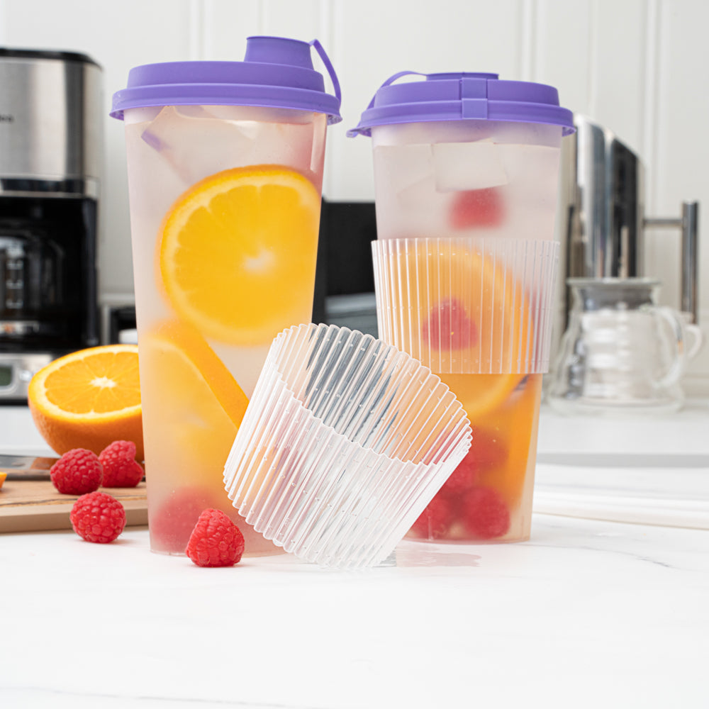 Bev Tek Clear Plastic Ripple Hot / Cold Cup Sleeve - Fits 12, 16 and 24 oz - 50 count box