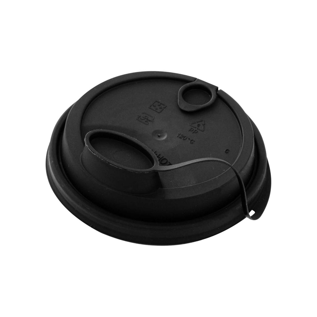 Bev Tek Black Plastic 2-in-1 Straw or Sippy Cup Lid - with Two Plugs, Fits 12, 16 and 24 oz - 500 count box