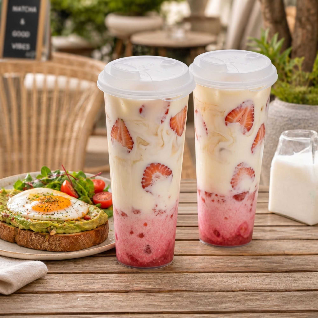 Bev Tek Clear Plastic 2-in-1 Straw or Sippy Cup Lid - with Two Plugs, Fits 12, 16 and 24 oz - 500 count box