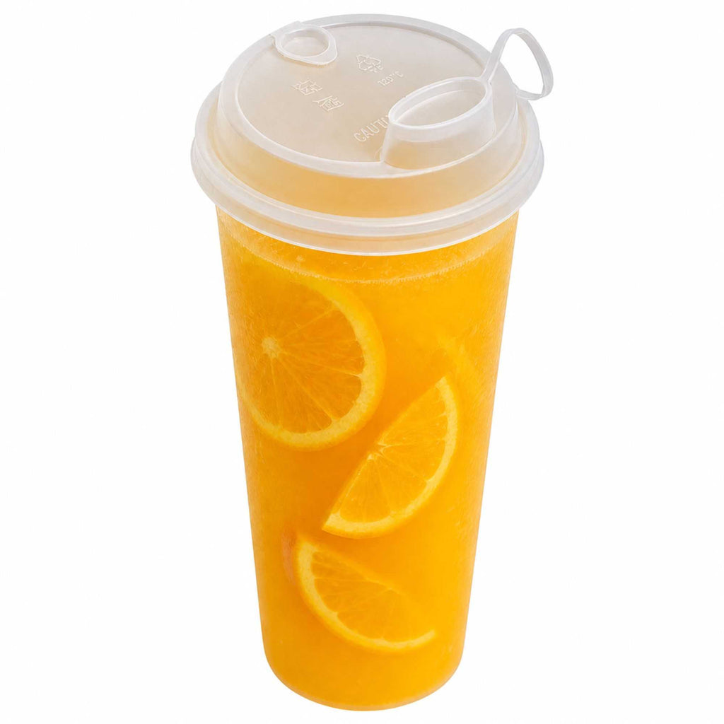 Bev Tek Clear Plastic 2-in-1 Straw or Sippy Cup Lid - with Two Plugs, Fits 12, 16 and 24 oz - 500 count box