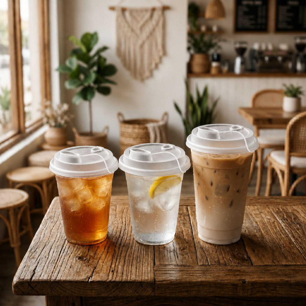 Bev Tek Clear Plastic 2-in-1 Straw or Sippy Cup Lid - with Two Plugs, Fits 12, 16 and 24 oz - 500 count box