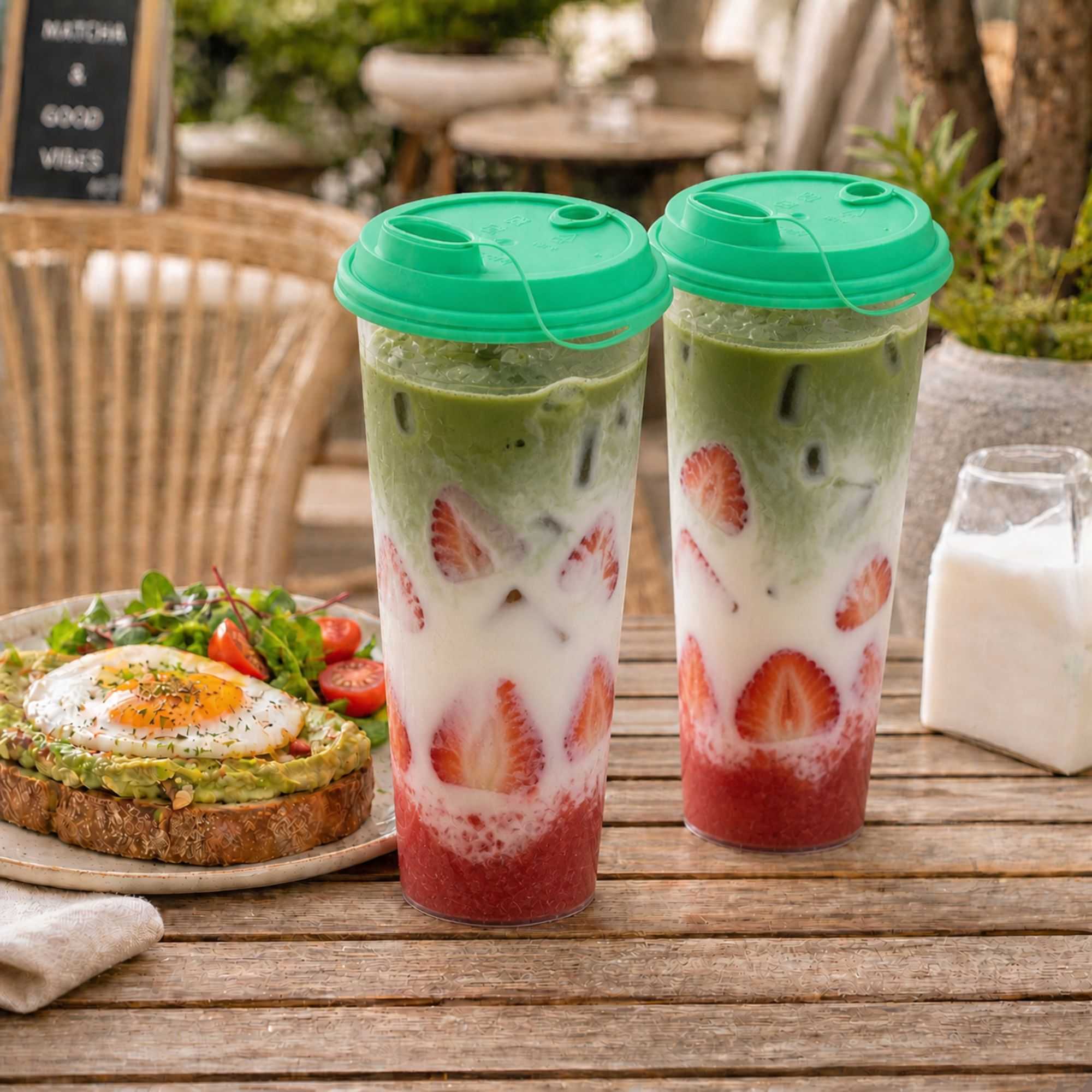 Bev Tek Green Plastic 2-in-1 Straw or Sippy Cup Lid - with Two Plugs, Fits 12, 16 and 24 oz - 25 count box