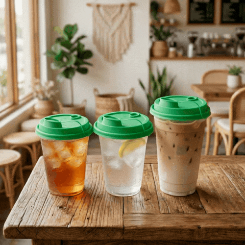 Bev Tek Green Plastic 2-in-1 Straw or Sippy Cup Lid - with Two Plugs, Fits 12, 16 and 24 oz - 500 count box