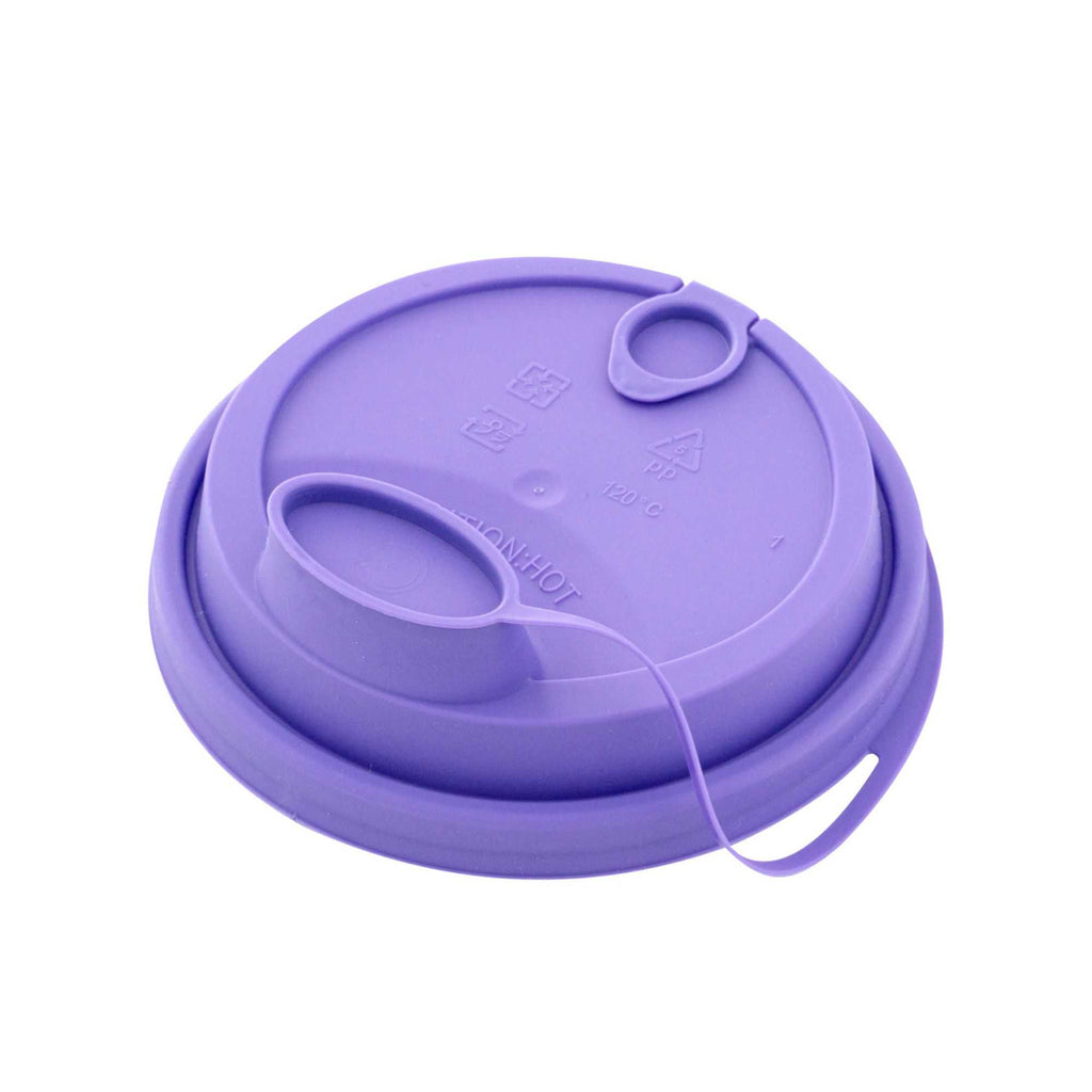 Bev Tek Purple Plastic 2-in-1 Straw or Sippy Cup Lid - with Two Plugs, Fits 12, 16 and 24 oz - 25 count box