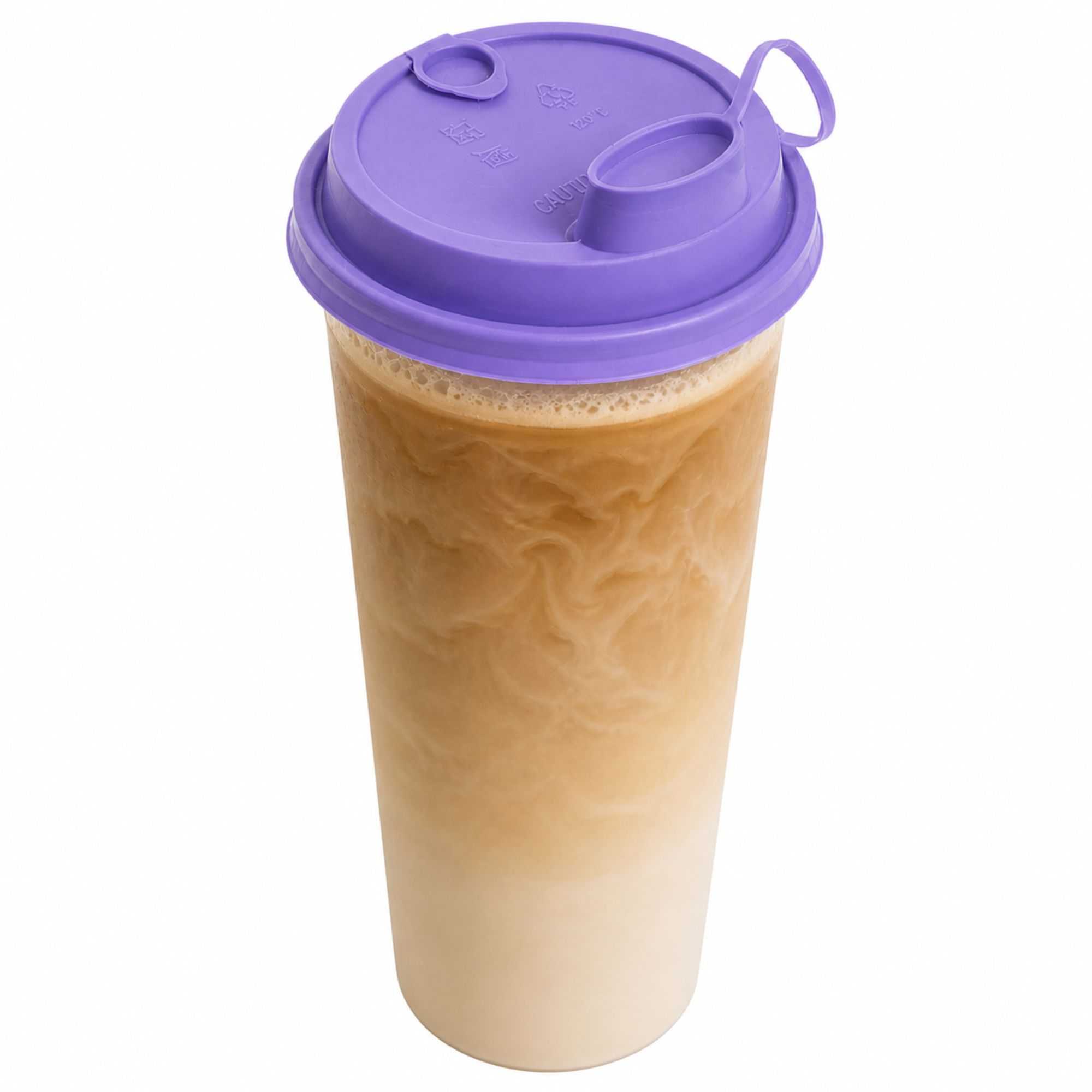 Bev Tek Purple Plastic 2-in-1 Straw or Sippy Cup Lid - with Two Plugs, Fits 12, 16 and 24 oz - 25 count box
