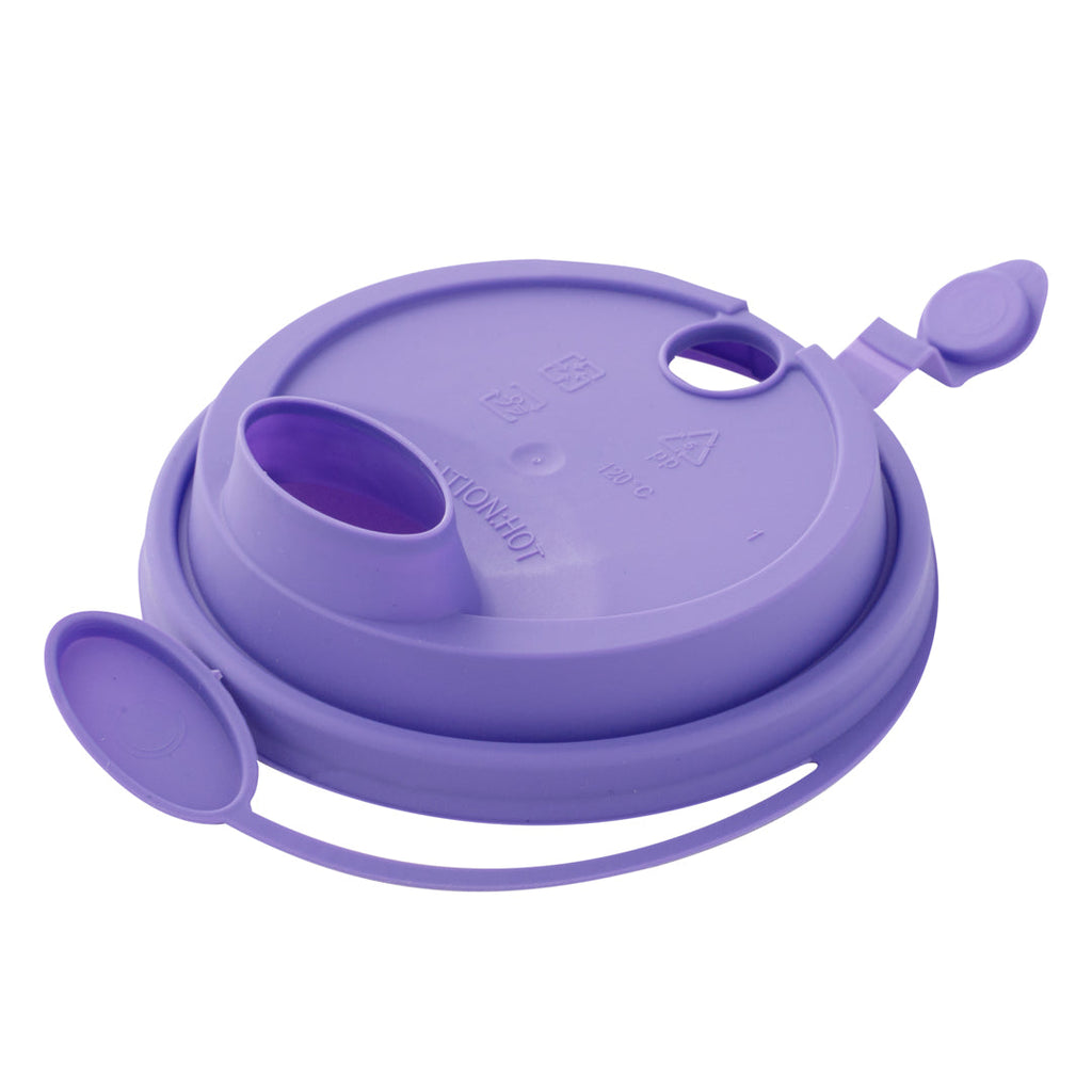 Bev Tek Purple Plastic 2-in-1 Straw or Sippy Cup Lid - with Two Plugs, Fits 12, 16 and 24 oz - 25 count box