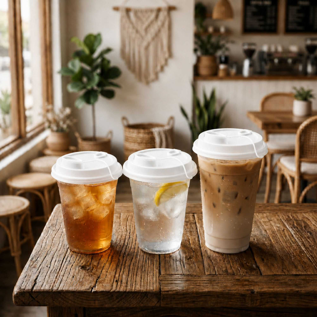 Bev Tek White Plastic 2-in-1 Straw or Sippy Cup Lid - with Two Plugs, Fits 12, 16 and 24 oz - 25 count box