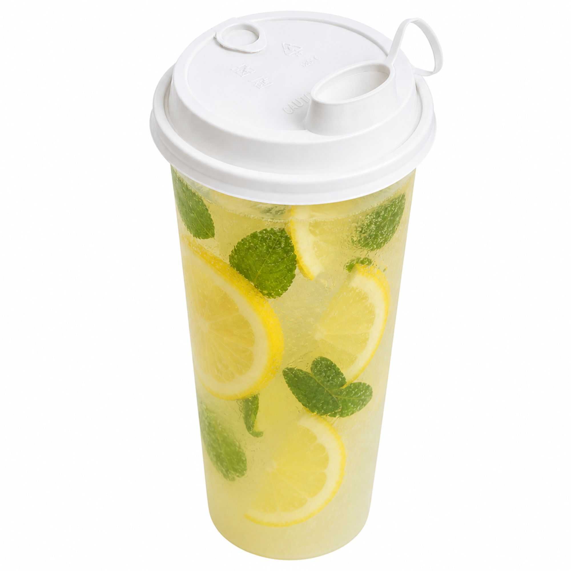 Bev Tek White Plastic 2-in-1 Straw or Sippy Cup Lid - with Two Plugs, Fits 12, 16 and 24 oz - 500 count box
