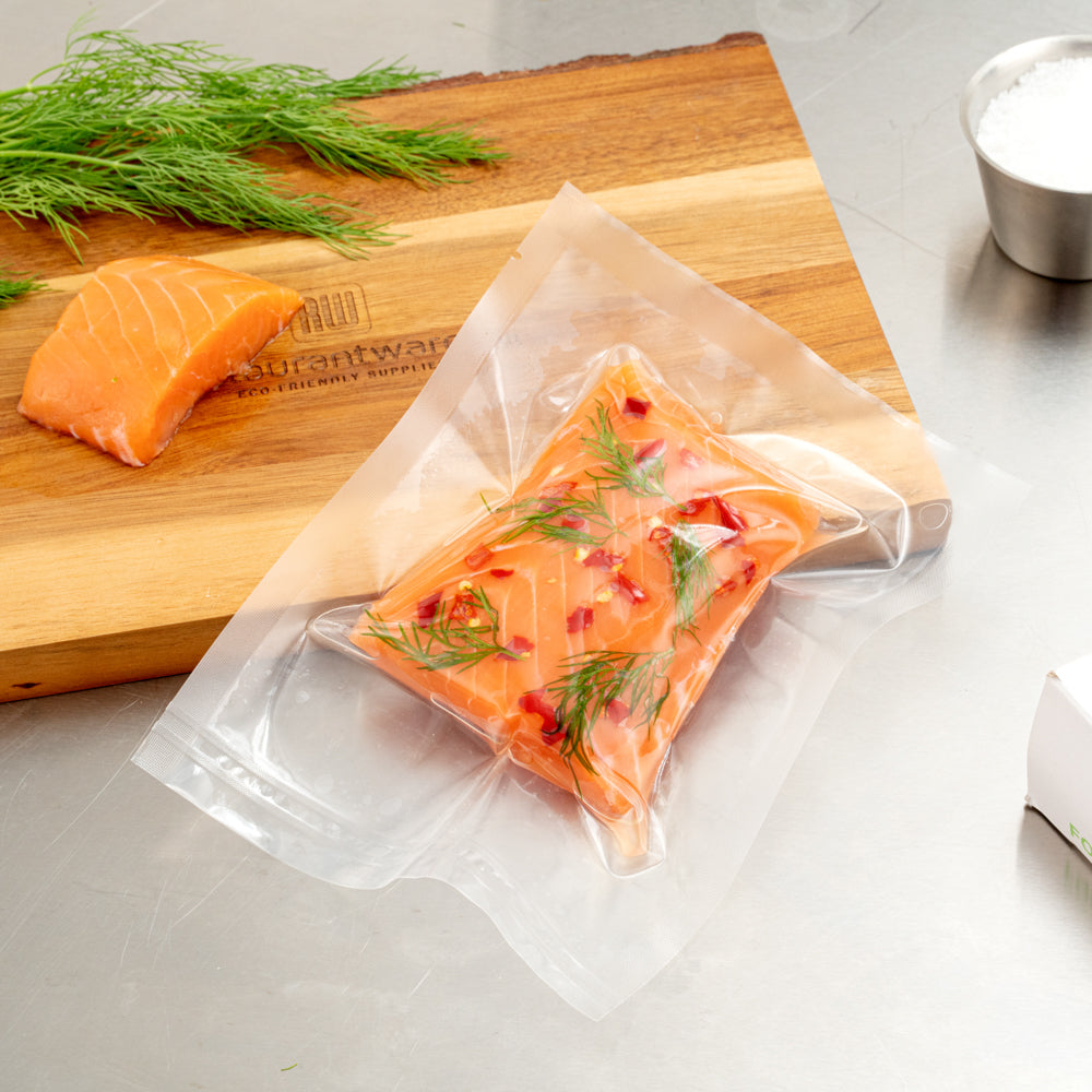 Fresh Hero Clear Plastic Vacuum Packaging Bag - for Chamber Vacuum Sealer, 3 mil, BPA-Free - 6" x 8" - 100 count box