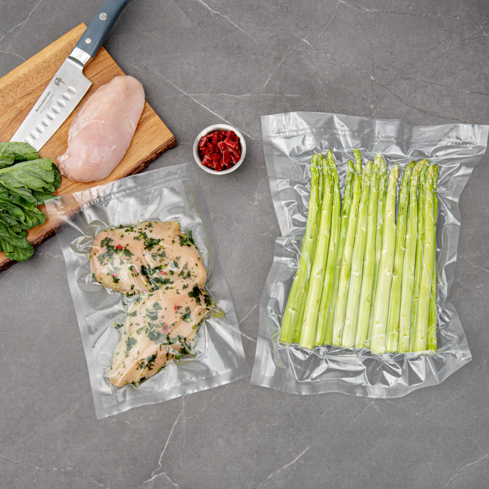 Fresh Hero Clear Plastic Vacuum Packaging Bag - for Chamber Vacuum Sealer, 3 mil, BPA-Free - 12" x 8" - 100 count box