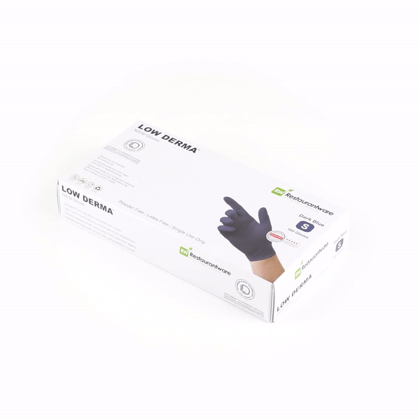 Low Derma Dark Blue Small Nitrile Gloves - Hypoallergenic, Non-Sterile, Powder-Free - 1000 count box
