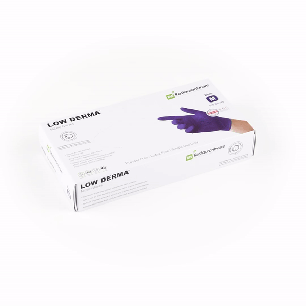 Low Derma Blue Medium Nitrile Gloves - Hypoallergenic, Non-Sterile, Powder-Free - 1000 count box