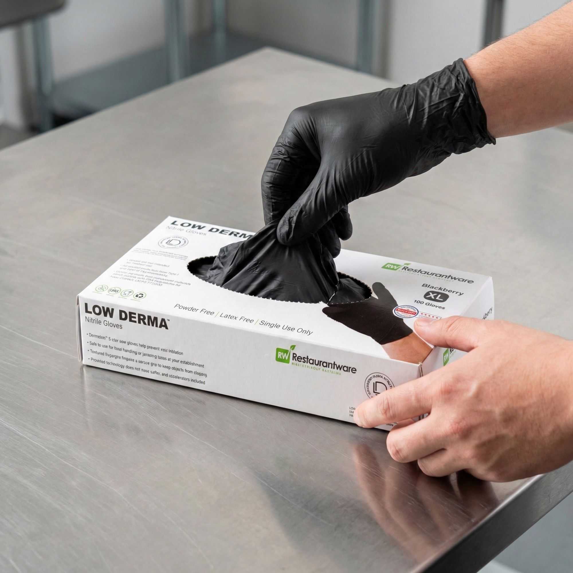 Low Derma Blackberry Large Nitrile Gloves - Hypoallergenic, Non-Sterile, Powder-Free - 1000 count box