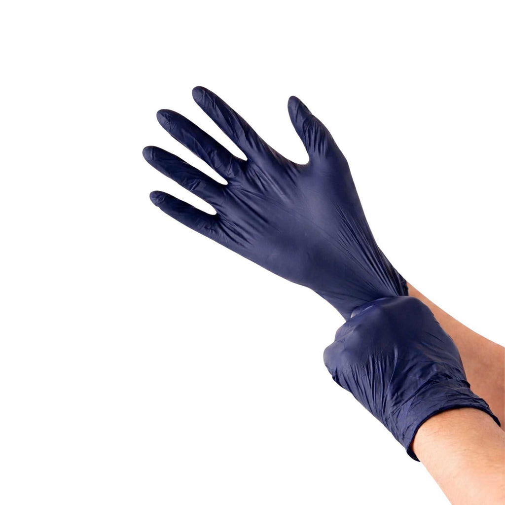 Low Derma Dark Blue Large Nitrile Gloves - Hypoallergenic, Non-Sterile, Powder-Free - 100 count box