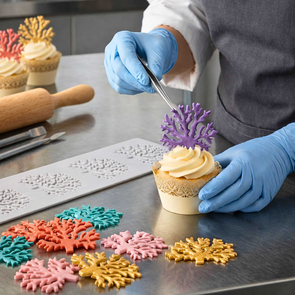 Pastry Tek Gray Silicone Coral Fondant Impression Mat - 1 count box
