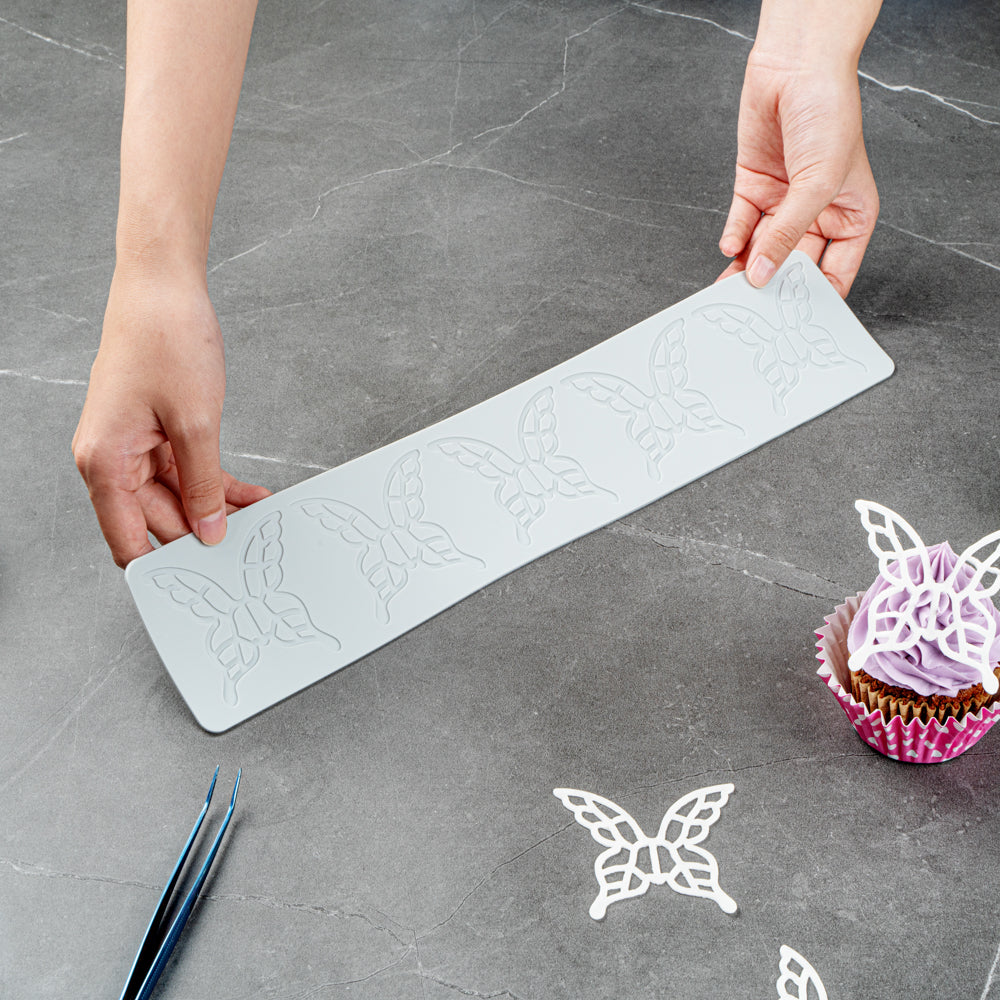 Pastry Tek Gray Silicone Butterfly Fondant Impression Mat - 1 count box
