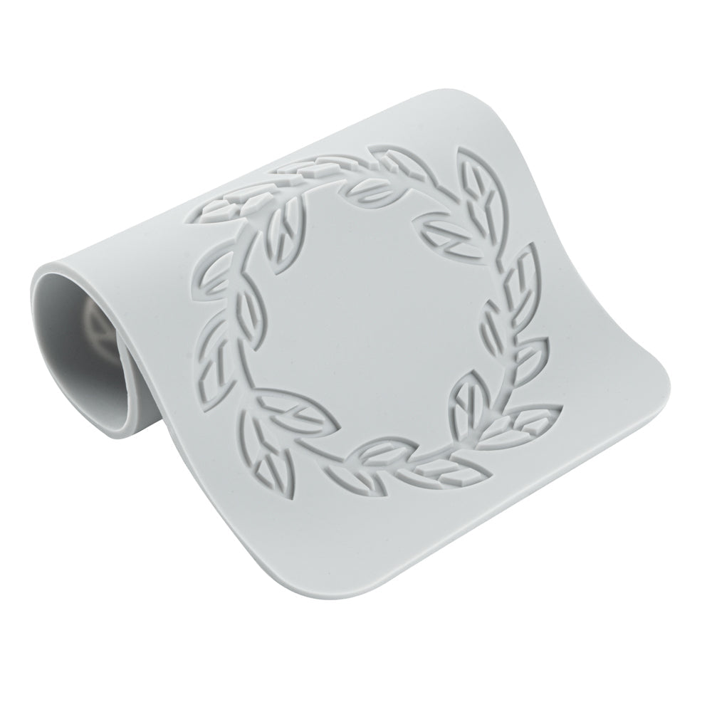 Pastry Tek Gray Silicone Spring Leaf Halo Fondant Impression Mat - 1 count box