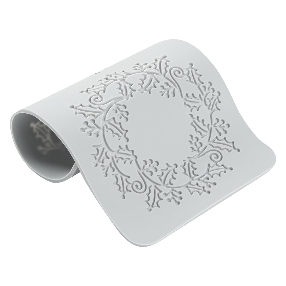 Pastry Tek Gray Silicone Autumn Leaf Halo Fondant Impression Mat - 1 count box