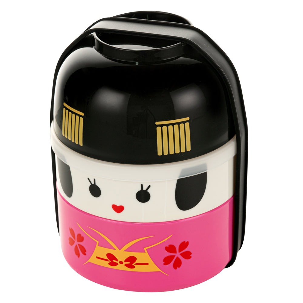 Bento Tek 22 oz Maiko Kokeshi Bento Box - Two Tiers - 4 1/4" x 4 1/4" x 5 1/4" - 1 count box