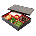 Bento Tek Rectangle Black and Red Small Japanese Style Bento Box - 6 Compartments - 10 3/4" x 8 1/4" x 2 1/4" - 1 count box