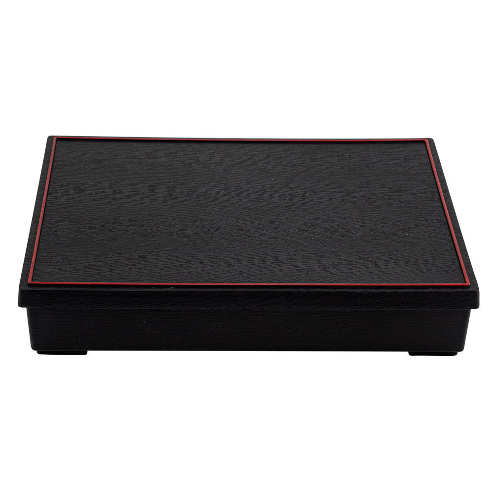 Bento Tek Rectangle Black and Red Large Japanese Style Bento Box - 6 Compartments - 12 1/4" x 9 3/4" x 2 1/4" - 1 count box