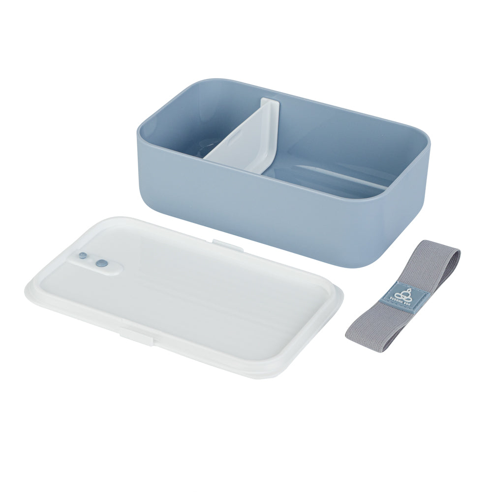 Bento Tek 34 oz Blue Buddha Box Lunch Container - with White Lid - 7 1/2" x 4 3/4" x 2 1/2" - 1 count box