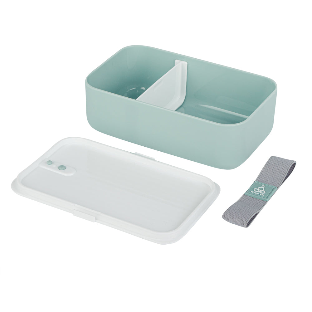Bento Tek 34 oz Green Buddha Box Lunch Container - with White Lid - 7 1/2" x 4 3/4" x 2 1/2" - 1 count box