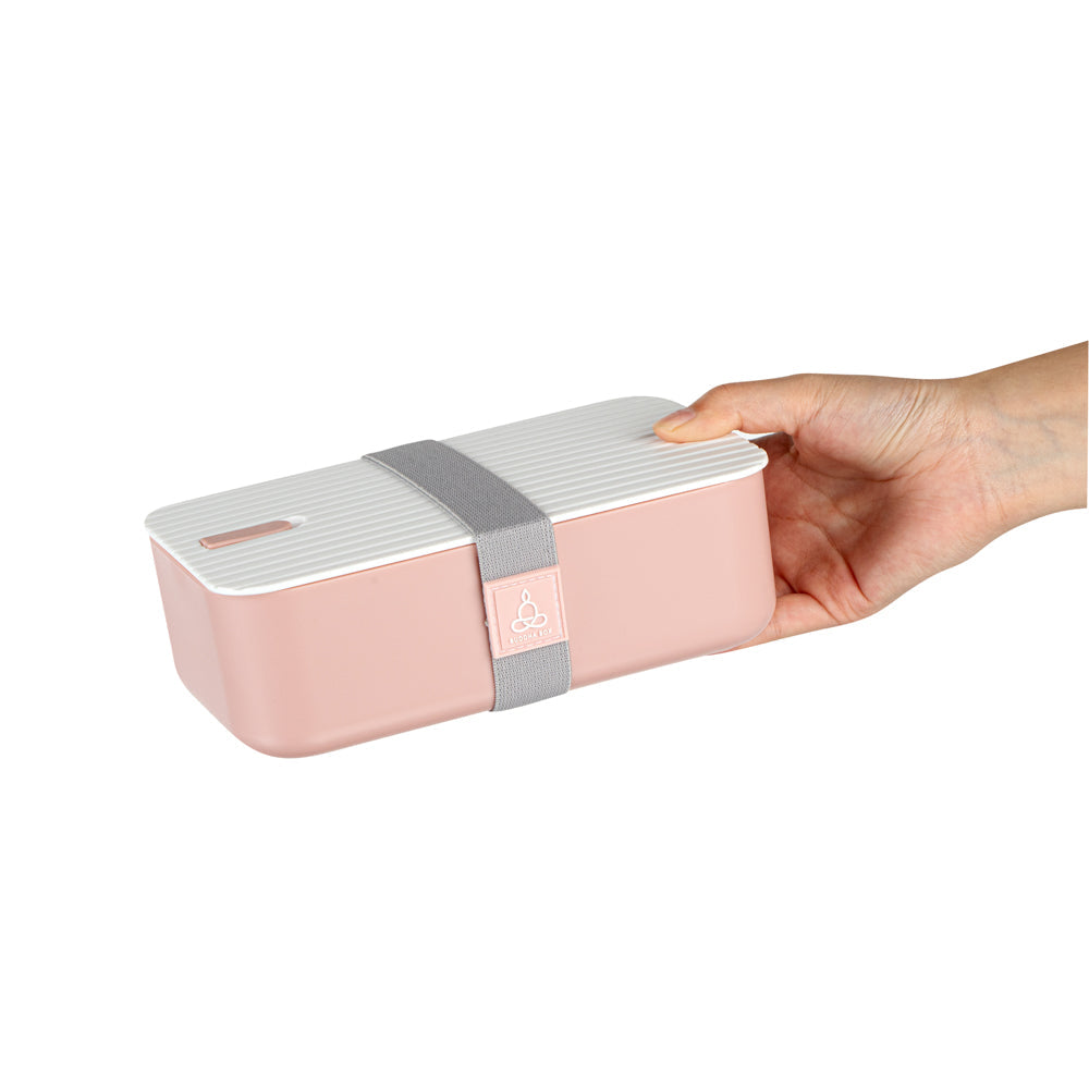 Bento Tek 34 oz Pink Buddha Box Lunch Container - with White Lid - 7 1/2" x 4 3/4" x 2 1/2" - 1 count box