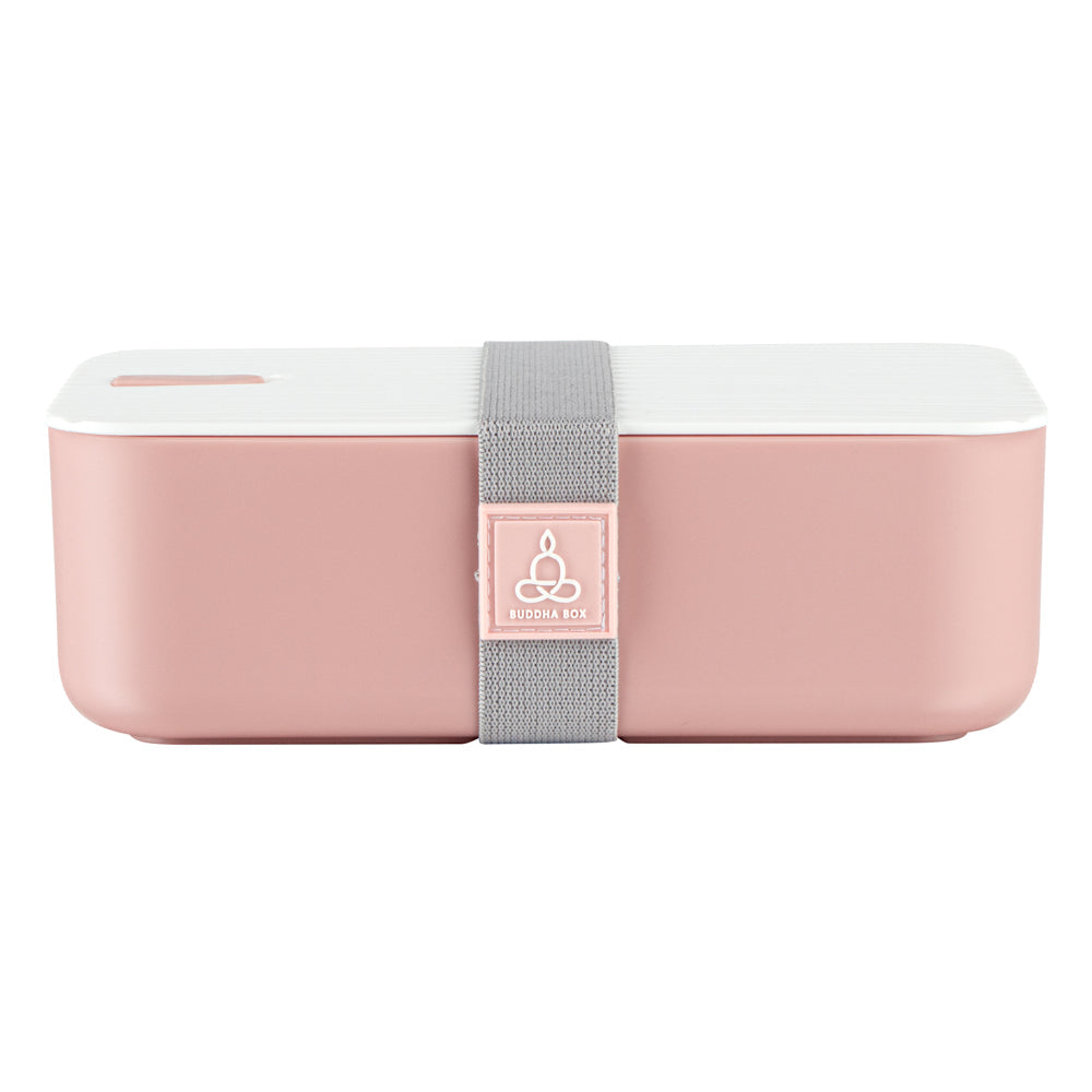 Bento Tek 34 oz Pink Buddha Box Lunch Container - with White Lid - 7 1/2" x 4 3/4" x 2 1/2" - 1 count box