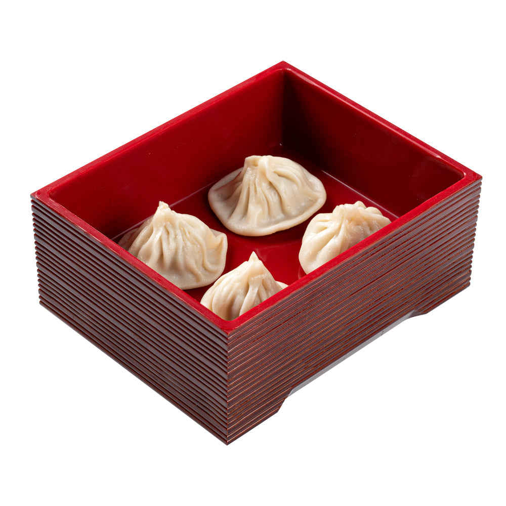 Bento Tek 27 oz Brown Japanese Style Unagi Bento Box - 6 3/4" x 5 3/4" x 3" - 1 count box