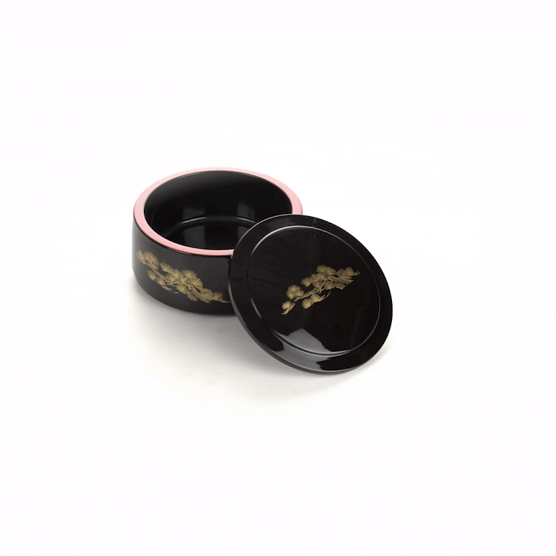 Bento Tek 25 oz Round Black Japanese Style Bento Box - 6 1/2" x 6 1/2" x 3 1/4" - 1 count box